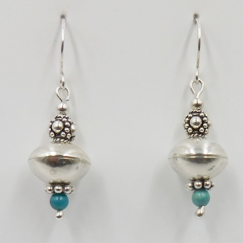 Click to view detail for DKC-2030 Earrings Dangles, Silver and TQ